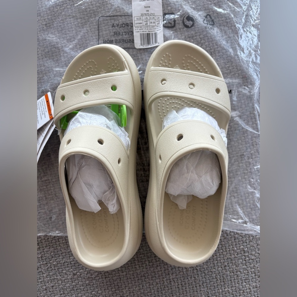 Crocs Crush Platform Slide Sandals Size 8 Women’s Beige - Picture 4 of 12